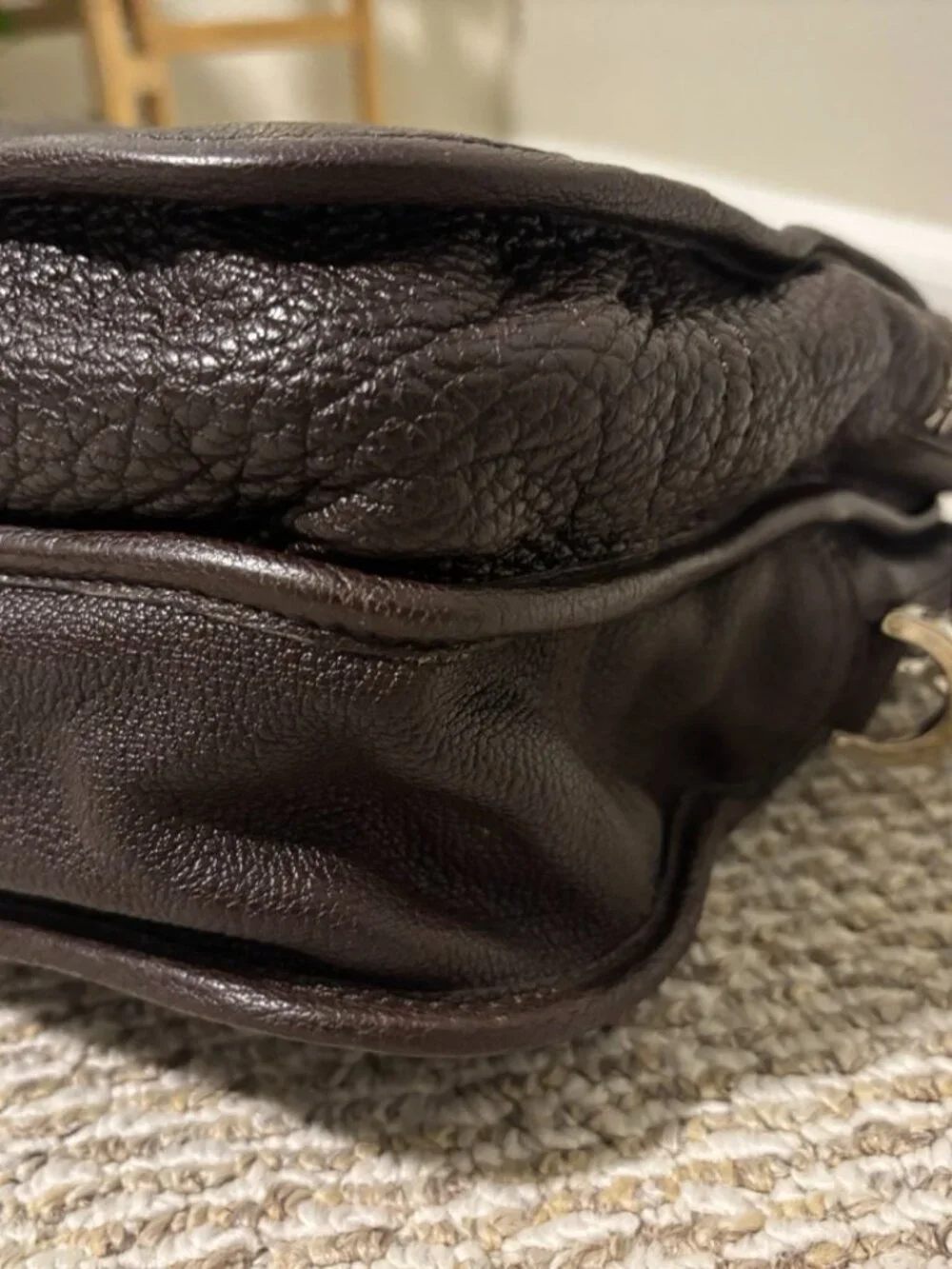 LOEWE Brown Pebbled Leather 2-Way Briefcase Business Bag w/ Strap & Dust Bag